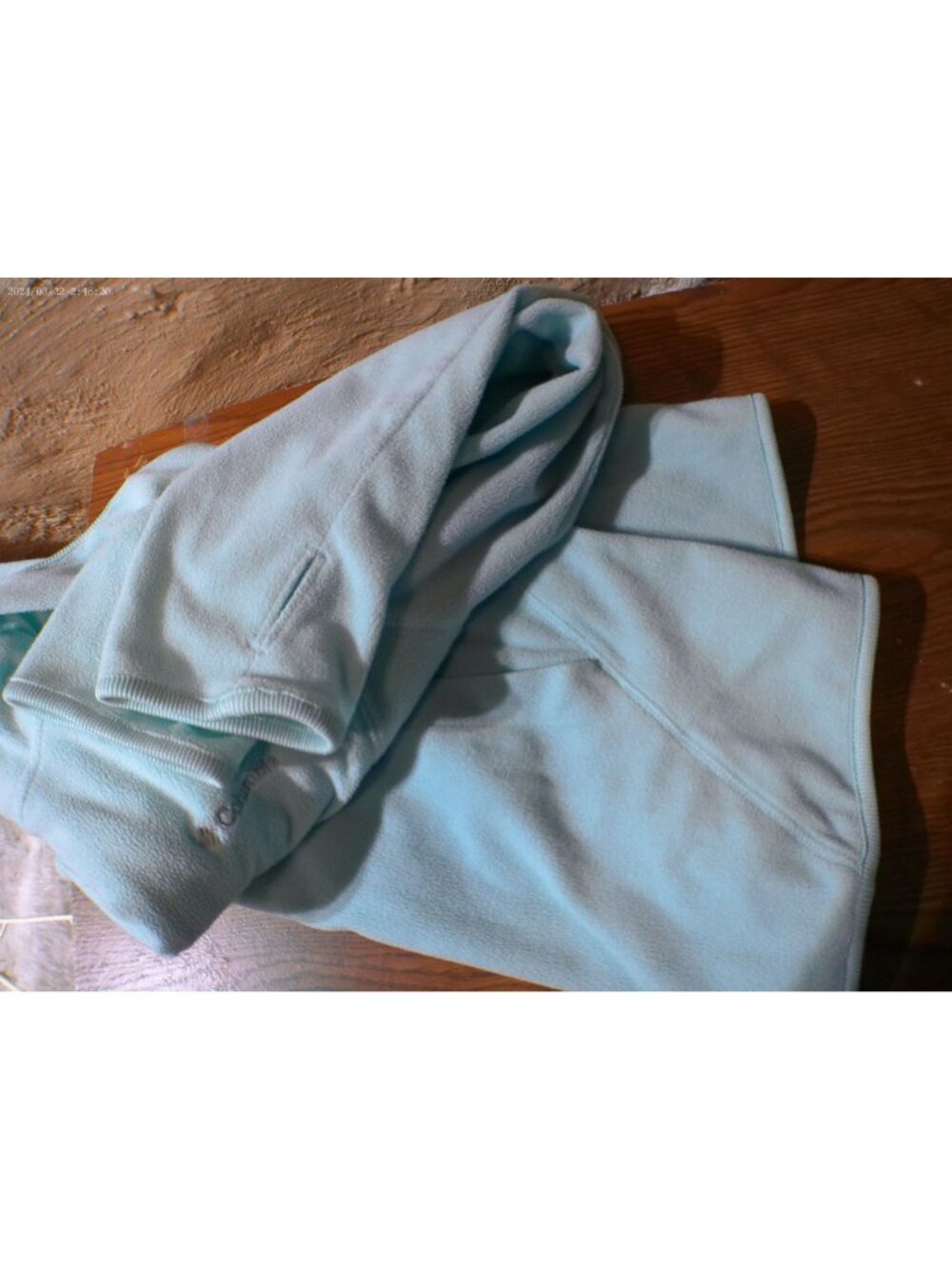 Columbia Hoodie Fleece Velour Athleisure Aqua Medium - Picture 7 of 7
